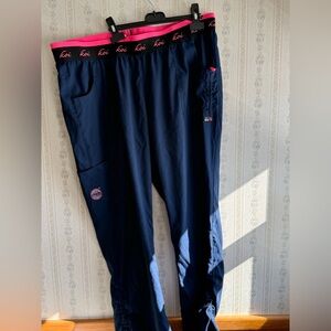 Koi Scrub Pants navy blue color with a neon pink contrast waistband XL